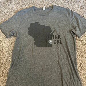 Drink Local Grey T-Shirt Wisconsin
